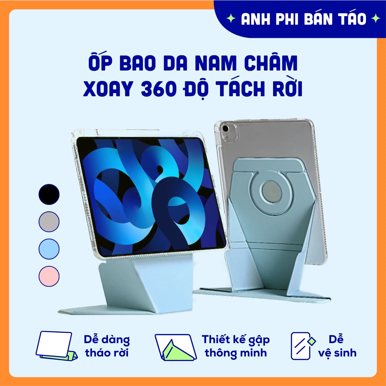 Ốp Bao Da Máy Tính Bảng 2in1 Nam Châm Tách Rời Nâng Cao Máy