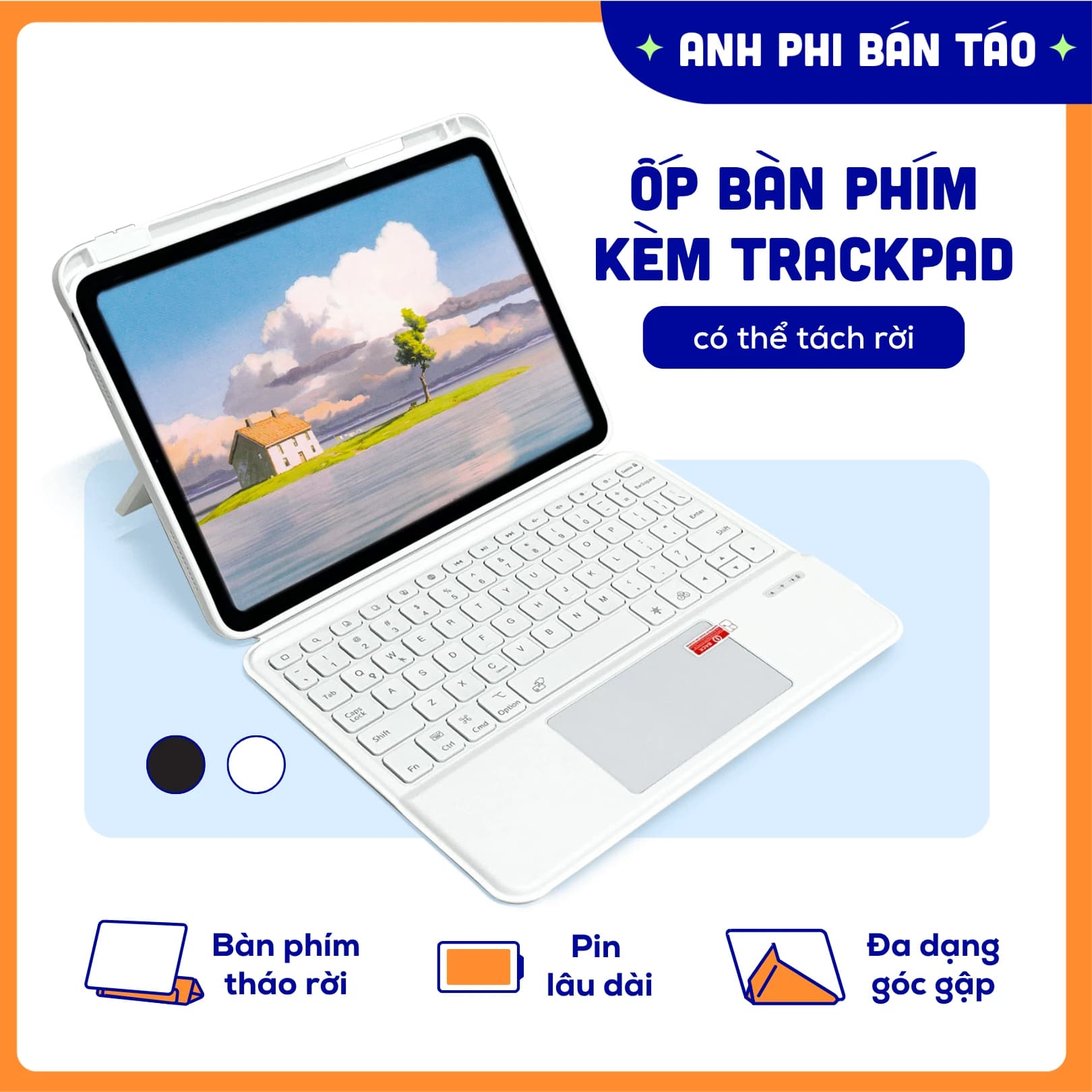 Bao Da iPad Bàn Phím Nam Châm Smart KeyBoard Kèm Trackpad
