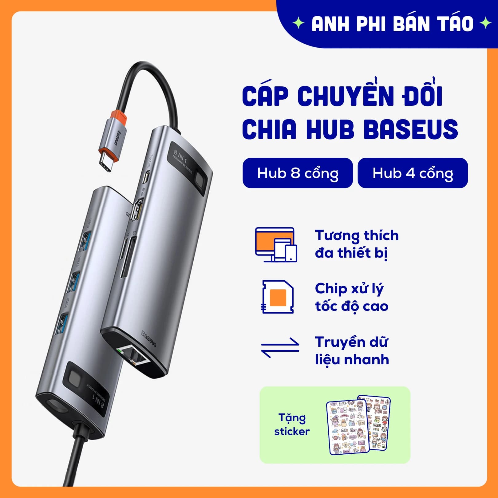 Cáp Chuyển Đổi Chia Hub BS USB 3.0 Type C Sang HDMI