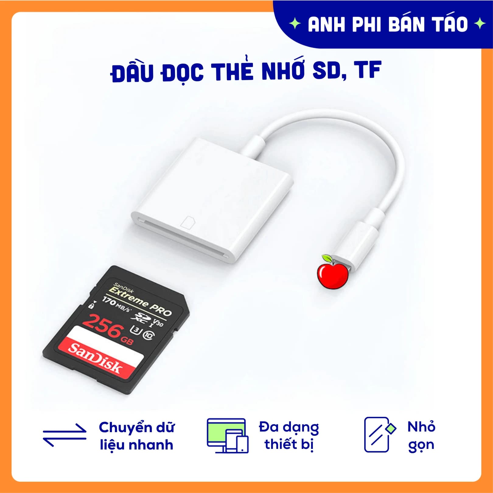 Đầu Đọc Thẻ Nhớ SD TF Cho Điện Thoại Và Máy Tính Bảng