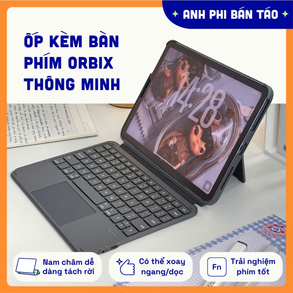 Ốp Bao Da Bàn Phím Nam Châm Kèm Trackpad Orbix Cho Máy tính bảng