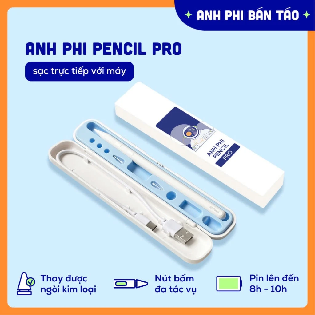 Bút Cảm Ứng Anh Phi Pencil Pro Cho Máy Tính Bảng Có Tỳ Đè