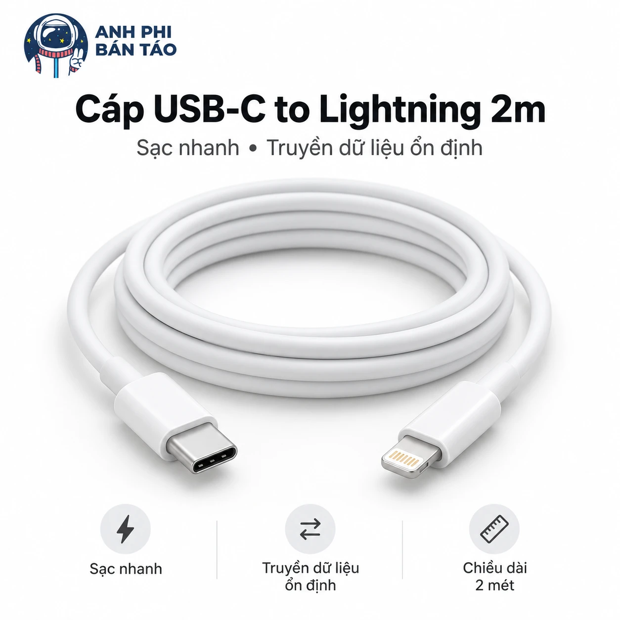 Dây Cáp Sạc Apple Type-C -  Lightning | 2M